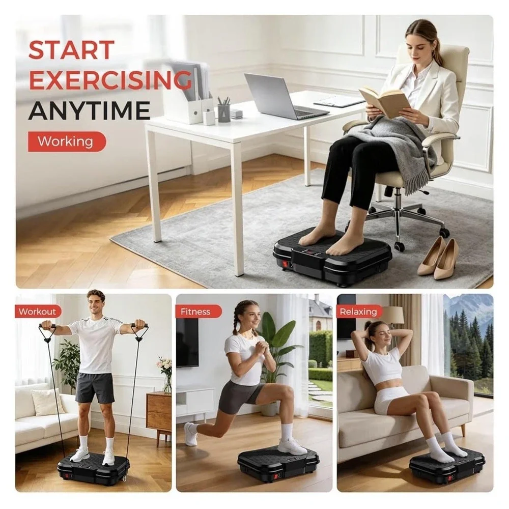 NXSCI Vibration Plate Exercise Machine 9 Programs 500lb Max Black W/Remote